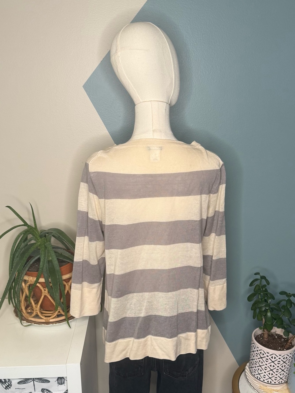 J.Crew Silk Linen Stripe Sweater M Quiet Luxury Coastal Classic - Picture 5 of 10
